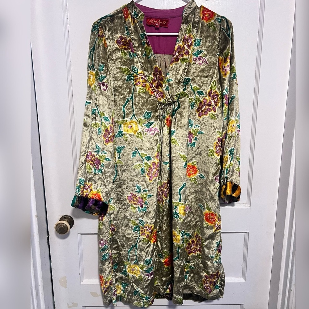 Lisa Corti Art to Wear Mixed Media Velvet Dress $685 Size L